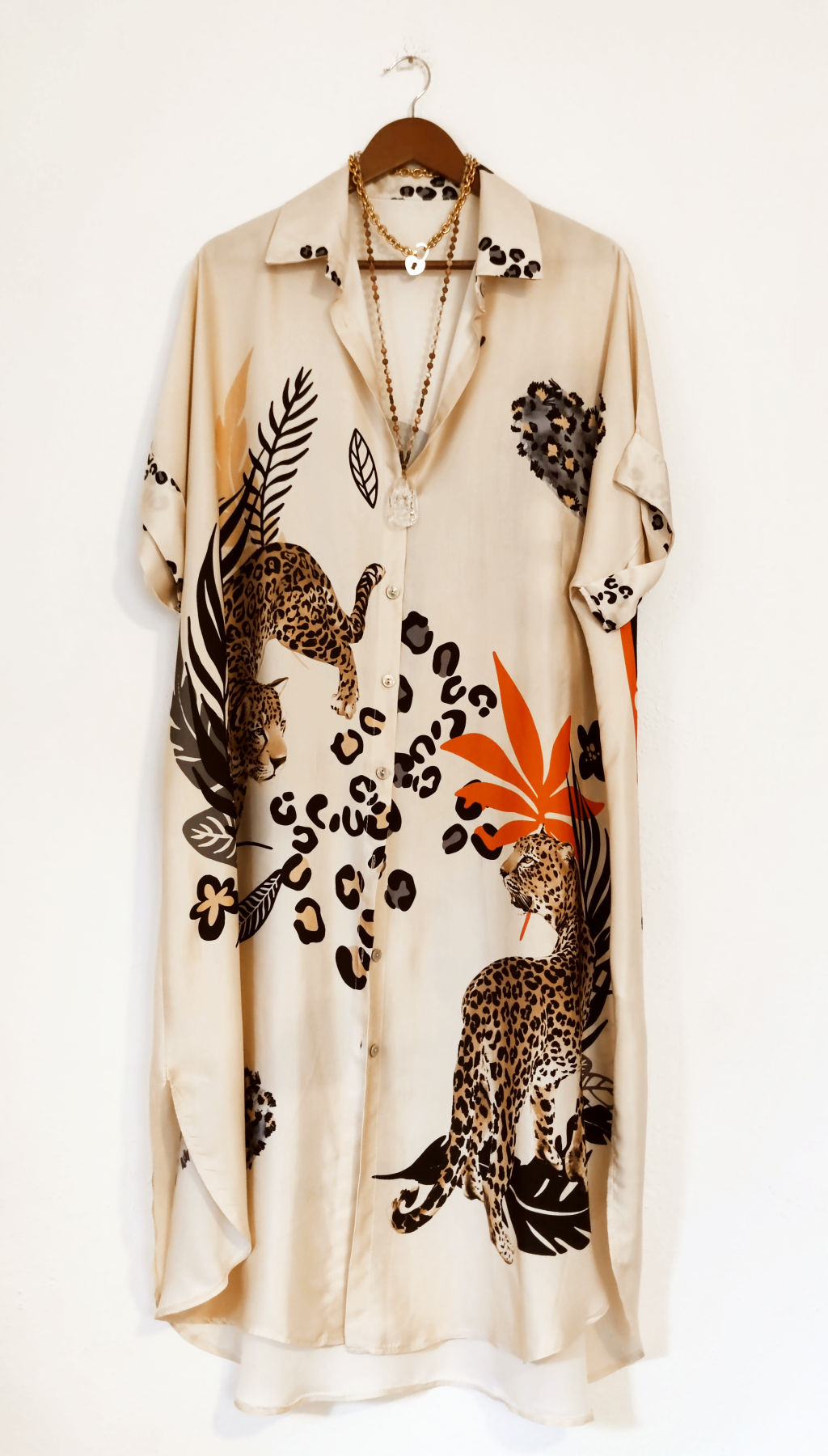 Silk Print Shirt Dress