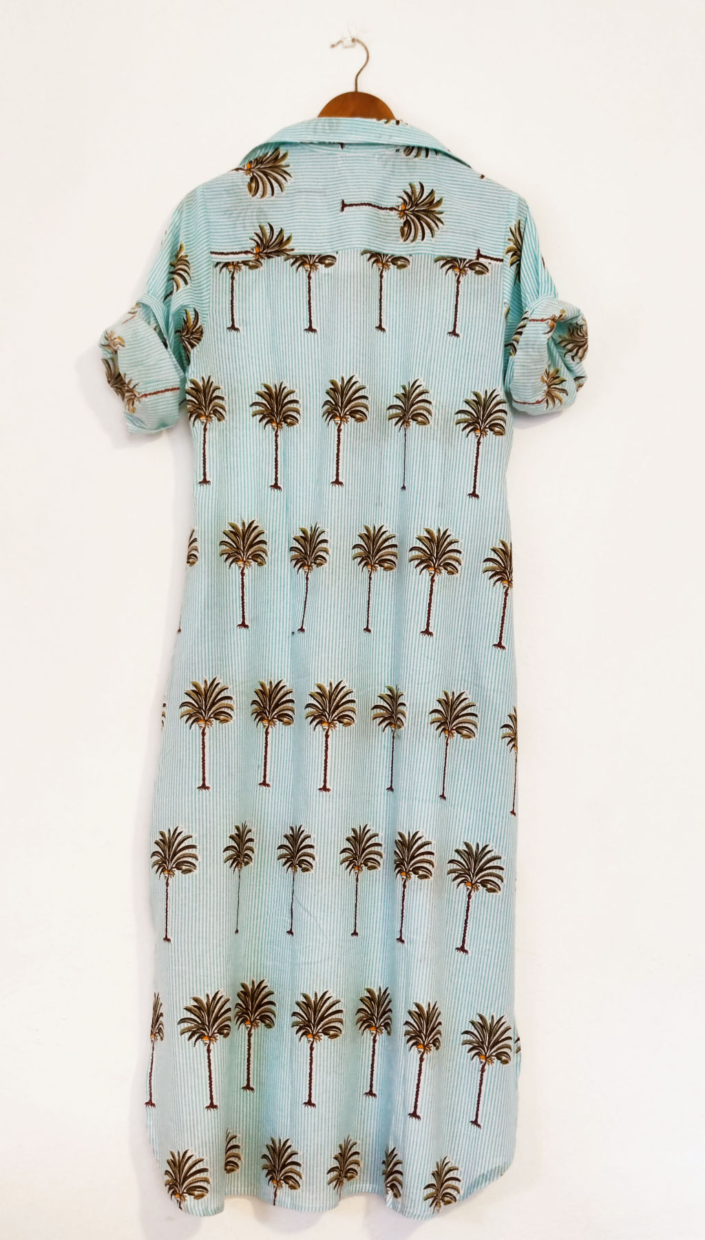Maxi Shirt Block Print Palm Trees