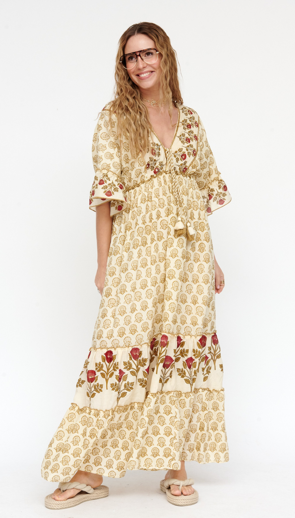 Vestido Flor Block Print