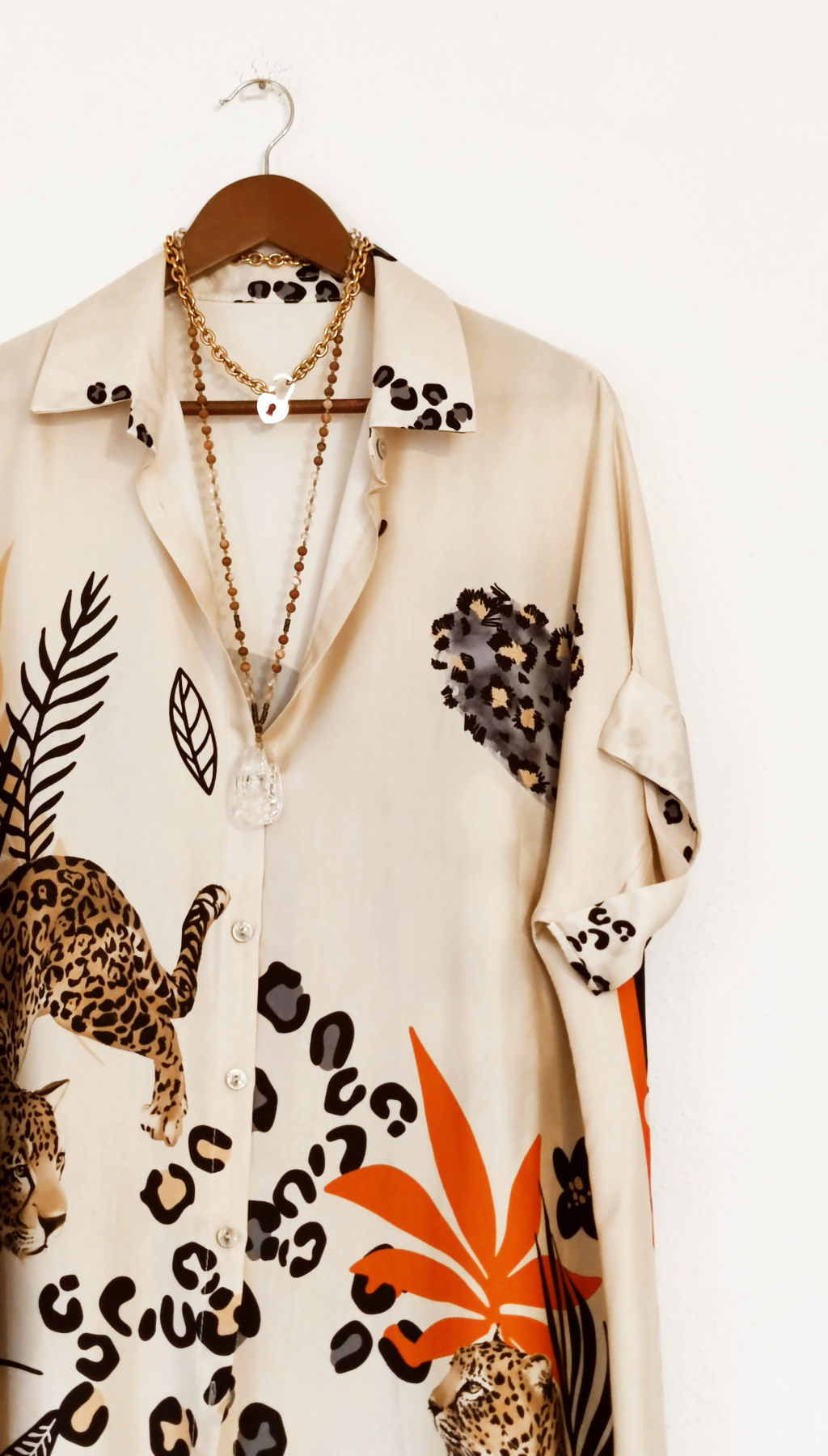 Silk Print Shirt Dress
