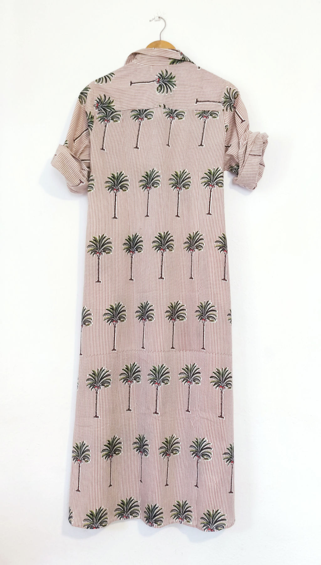 Maxi Shirt Block Print Palm Trees
