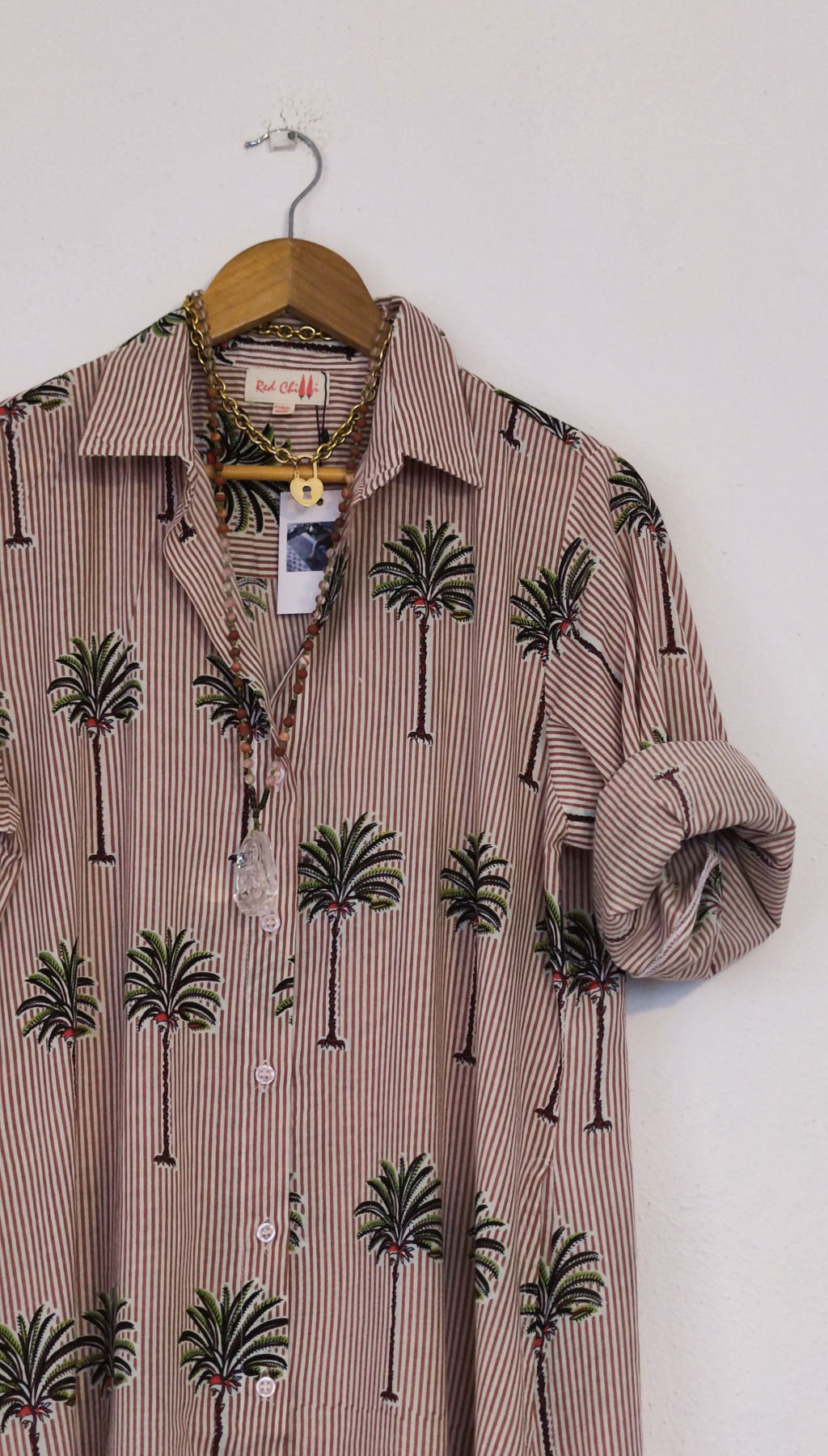 Maxi Shirt Block Print Palm Trees