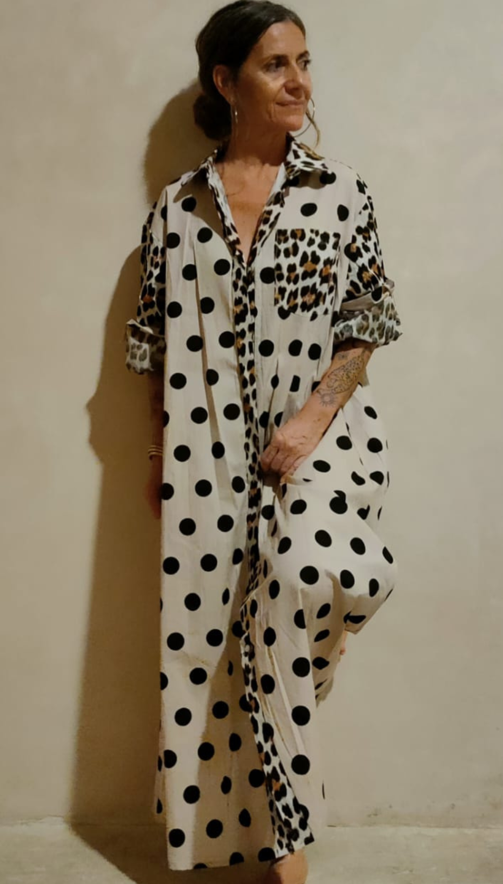 Camisero Largo Lunar Print