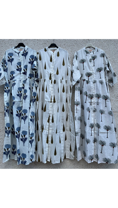 Maxi Dress Block Print Feather