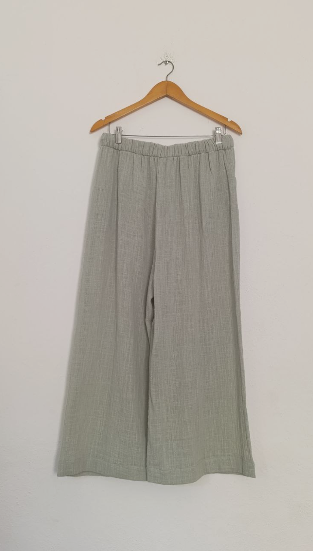 Pantalón Ancho Slub Bolsillos