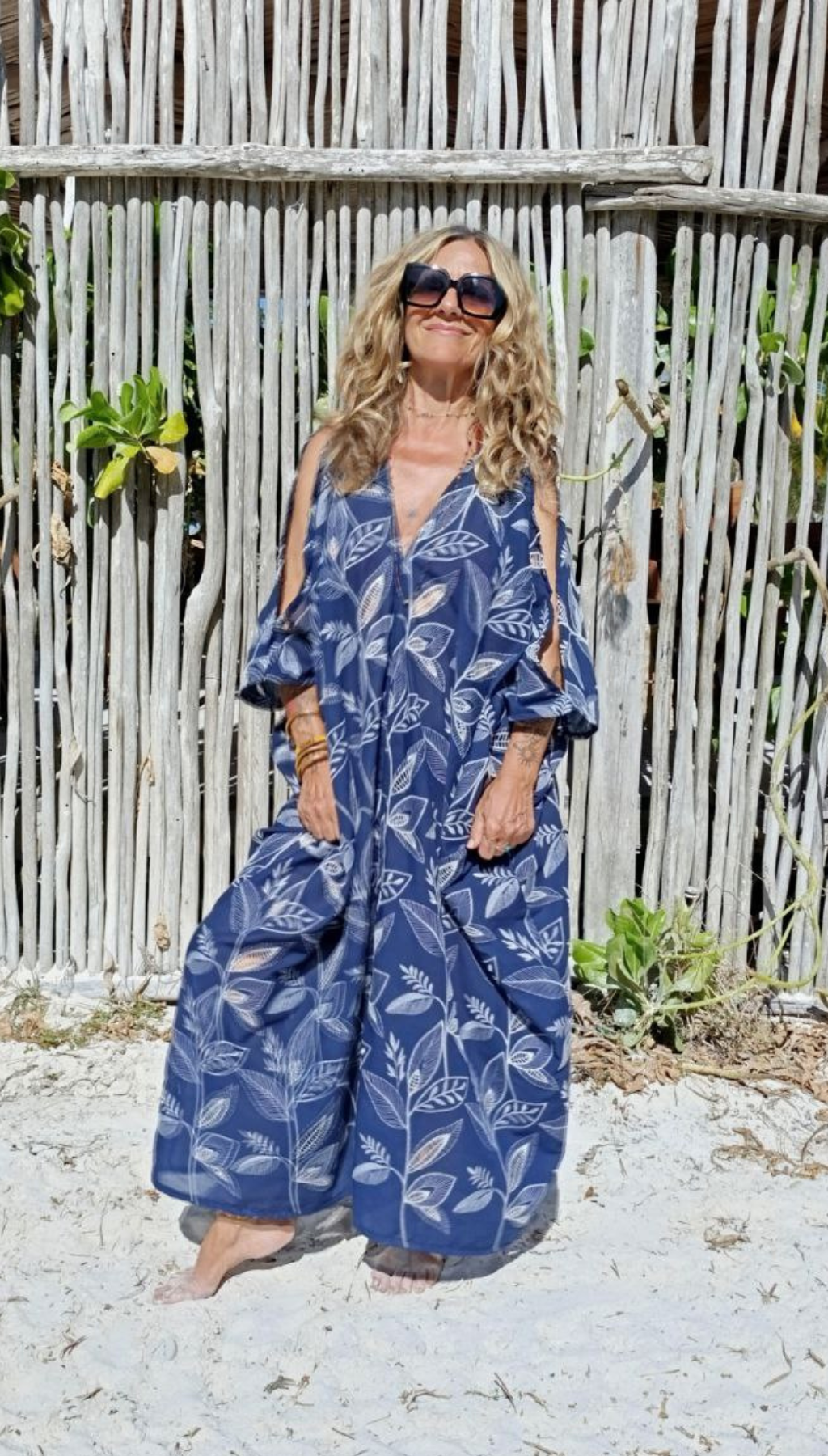 Kaftán Esparta Algodón Flor