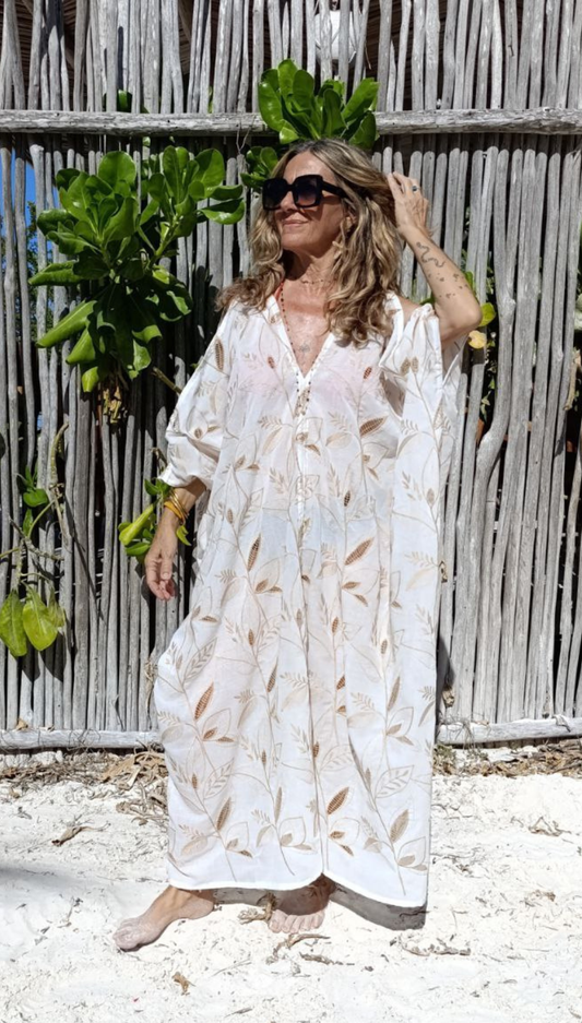 Kaftán Esparta Algodón Flor