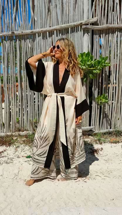 Kimono Largo Japonés Palmeras