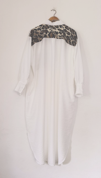 Vestido Camisero Over Manga Larga Bolsillo