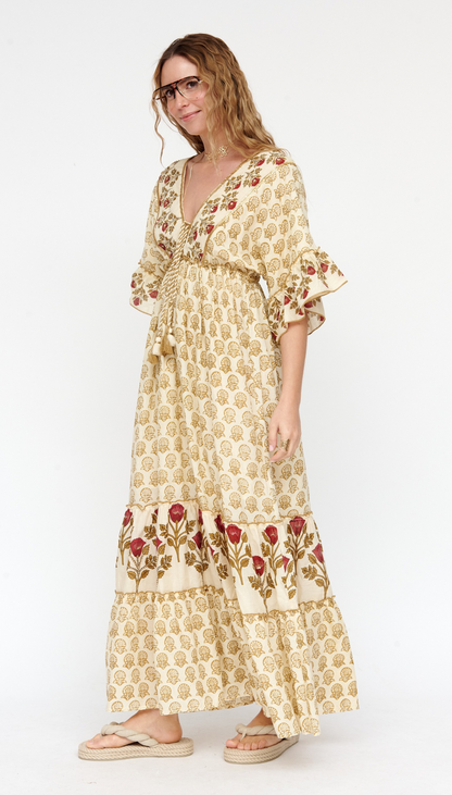 Vestido Flor Block Print