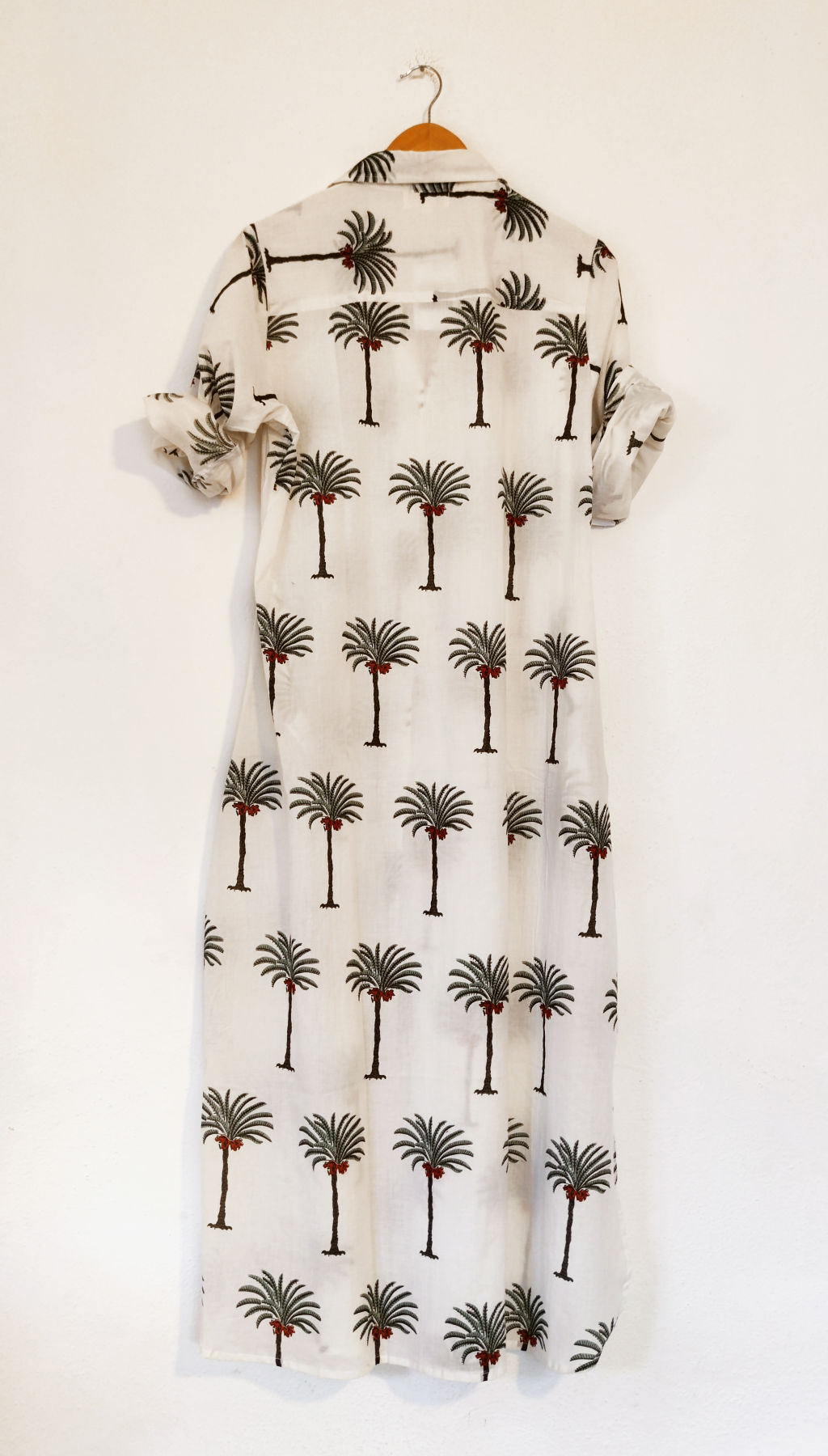 Maxi Shirt Block Print Palm Trees