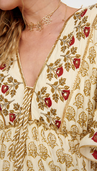 Vestido Flor Block Print