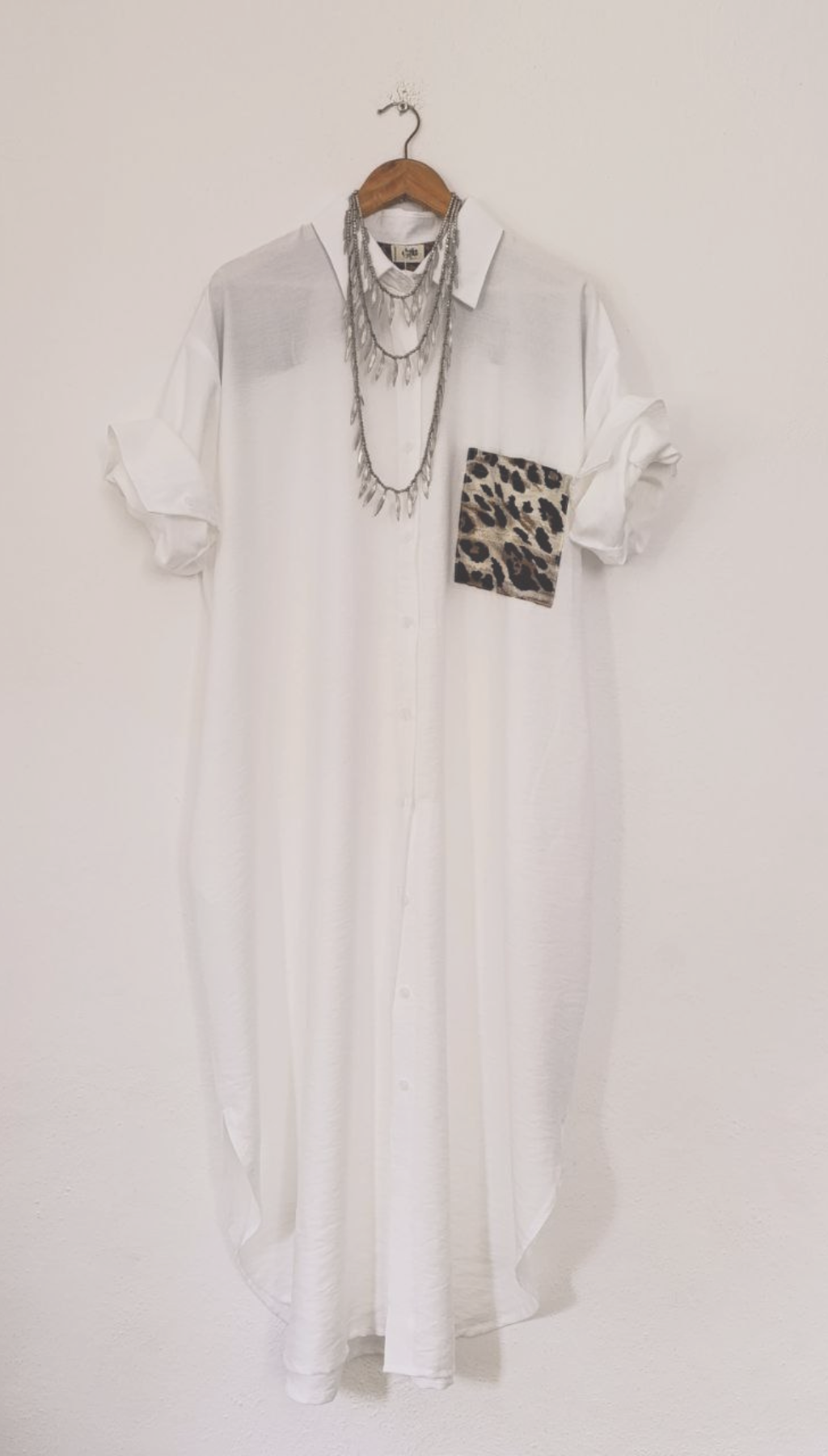 Vestido Camisero Over Manga Larga Bolsillo