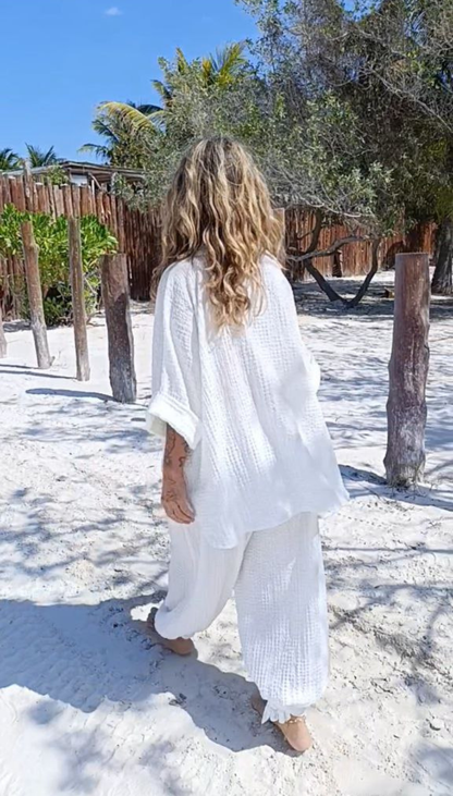 Camisa Over Manga Corta Corrugada