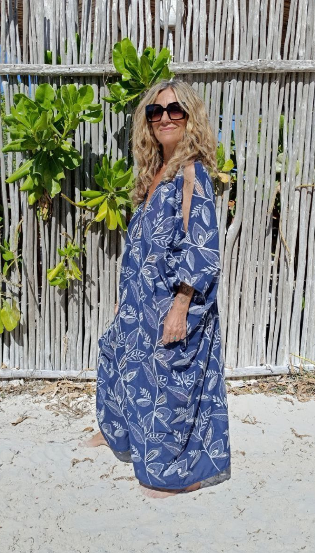 Kaftán Esparta Algodón Flor