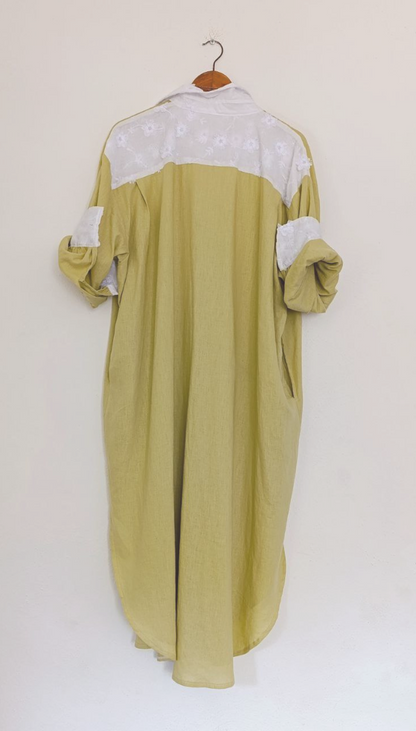 Camisero Over Lino Flor Bordada
