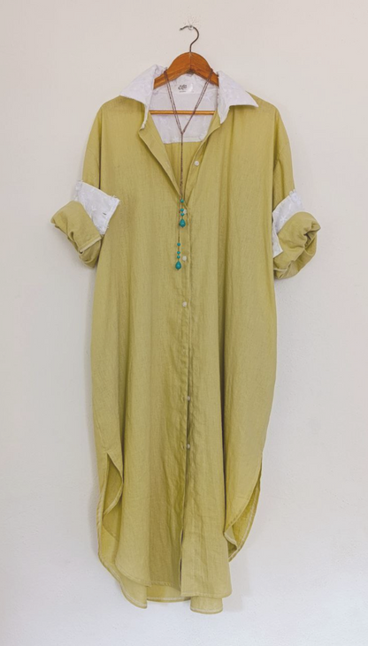 Camisero Over Lino Flor Bordada