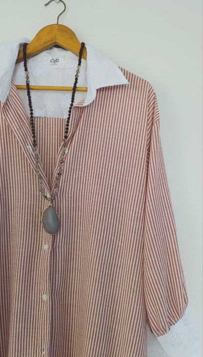 Camisero Largo Over Raya Roja