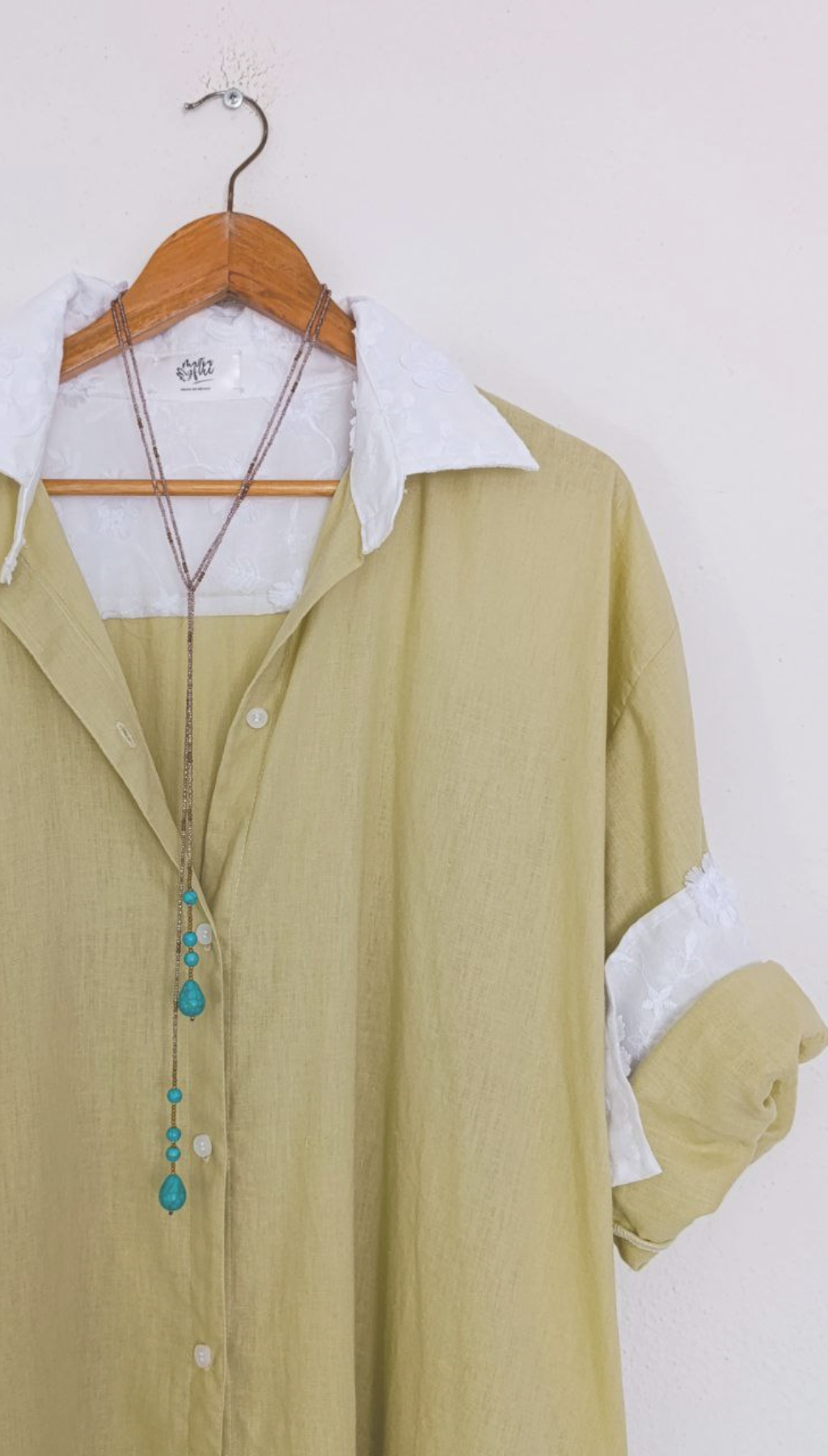 Camisero Over Lino Flor Bordada