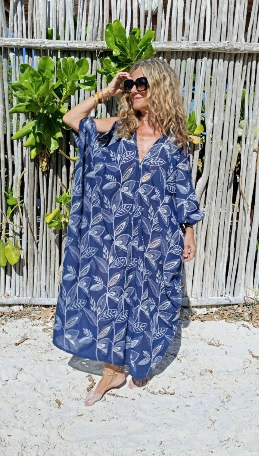 Kaftán Esparta Algodón Flor