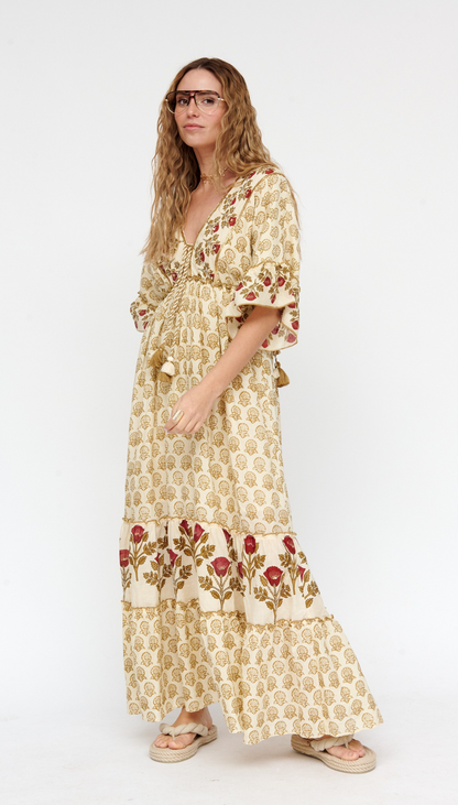 Vestido Flor Block Print