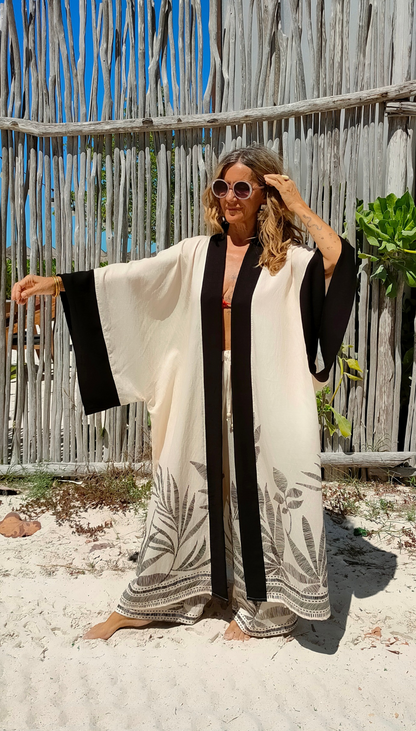 Kimono Largo Japonés Palmeras