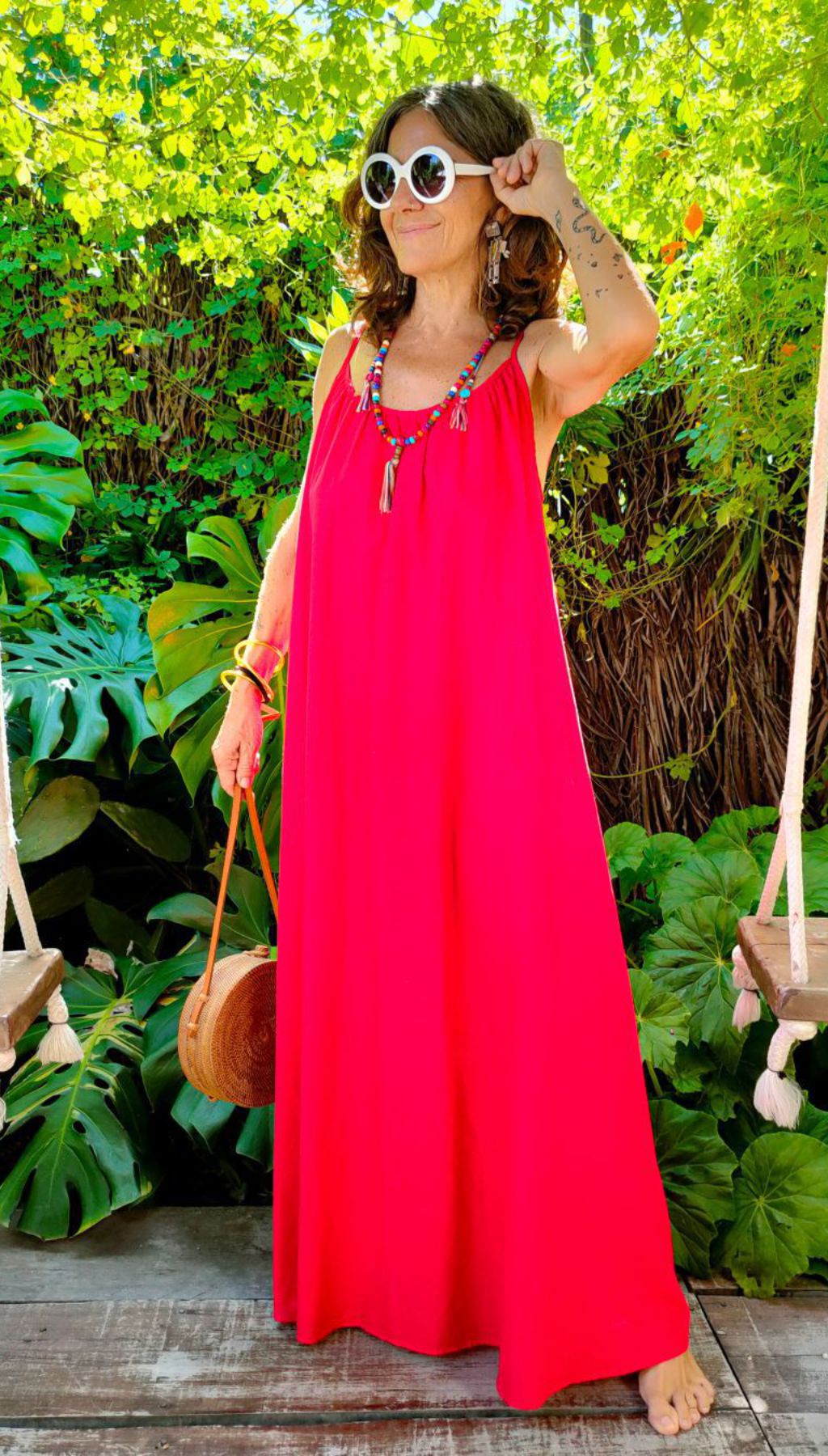 Maxi Dress Red Volante